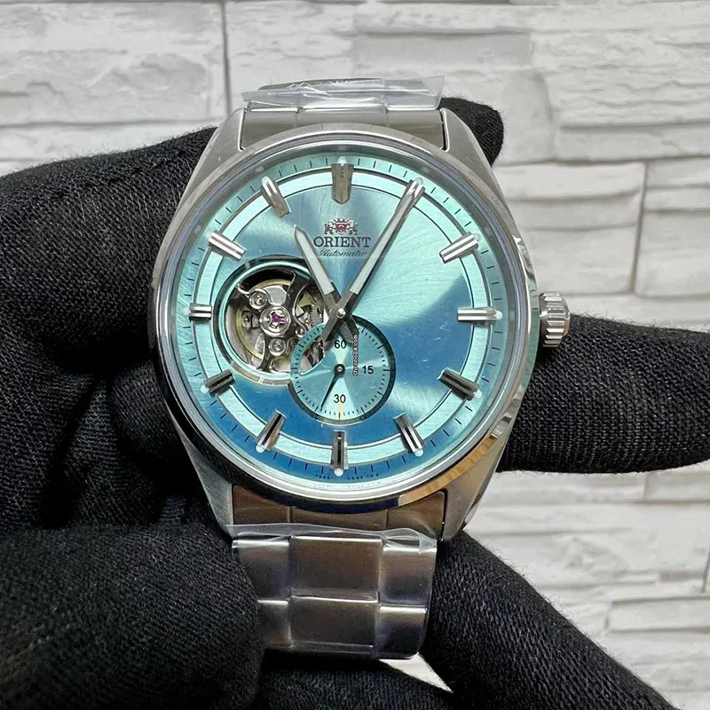 Orient Semi-skeleton Open Heart Ice Blue Dial Men's Watch- RA-AR0009L